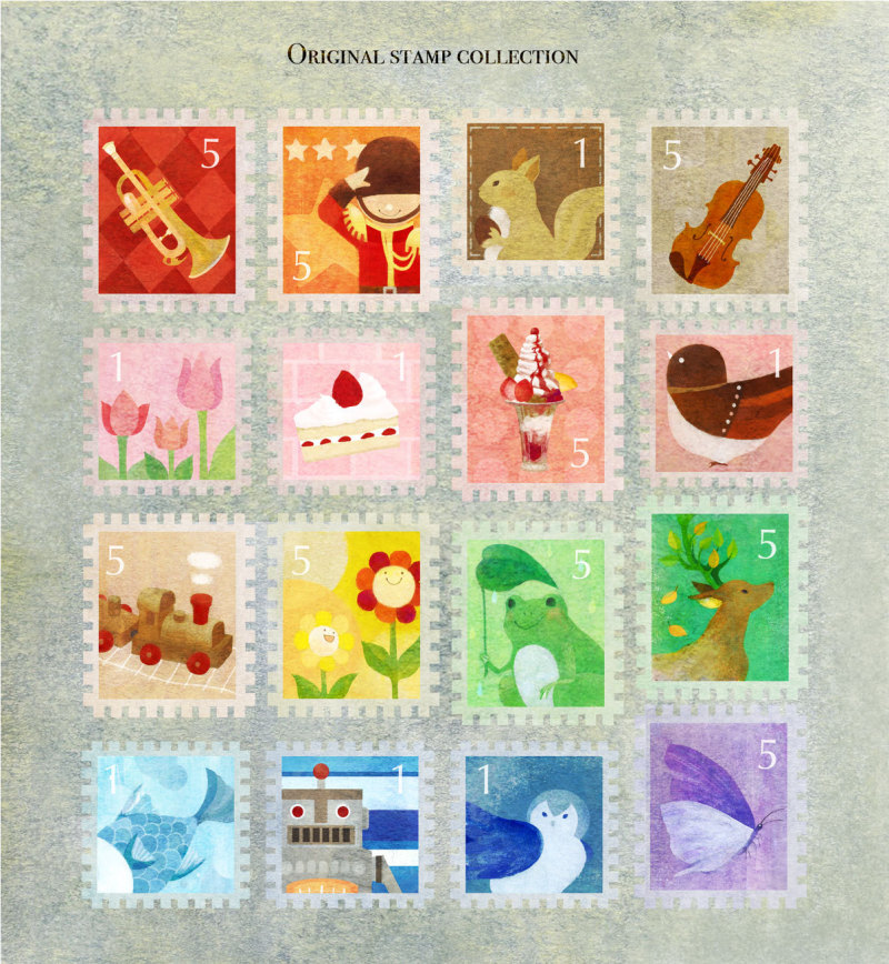 yocchi 一张邮票的水彩画