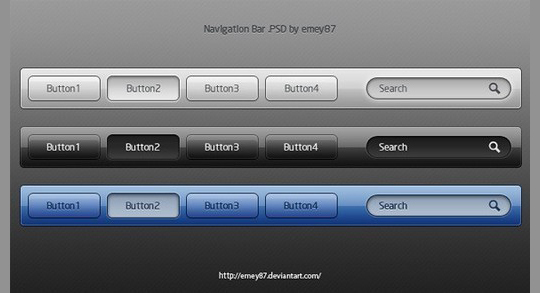 3 Super Clean Navigation Bars PSDhttp://xooplate.com/templates/details/5827-3-super-clean-navigation-bars-psd