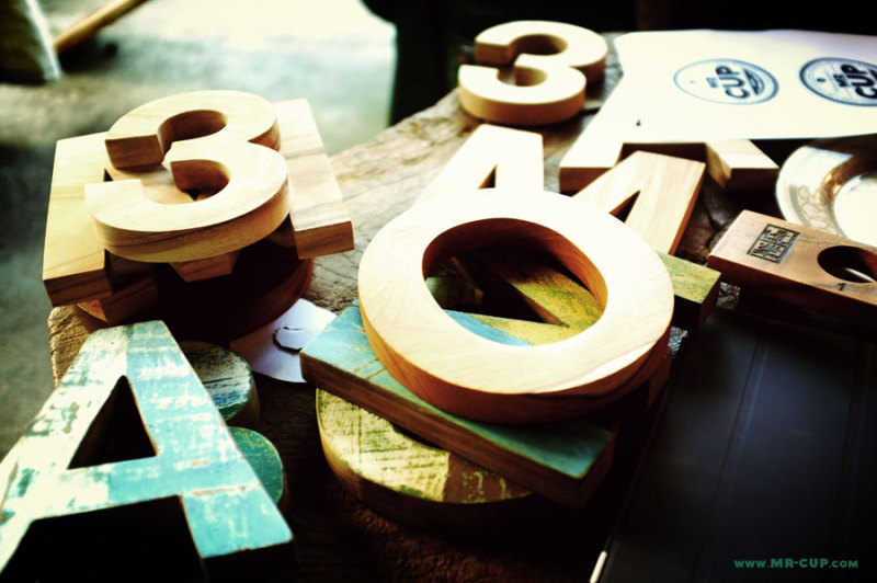 The Helvetica WOOD letters