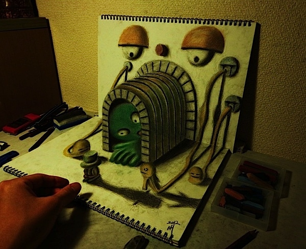 Nagai Hideyuki创意3D铅笔画