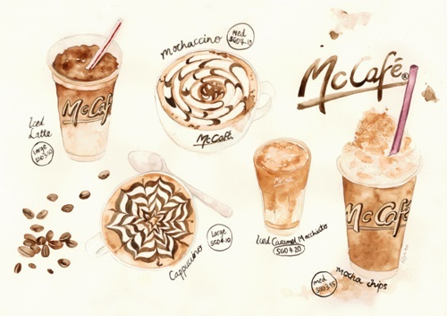 Lily X 手绘水彩咖啡小图