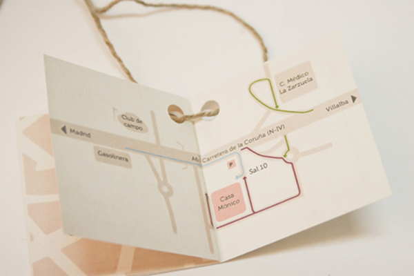 paper tags wrapping wedding invite