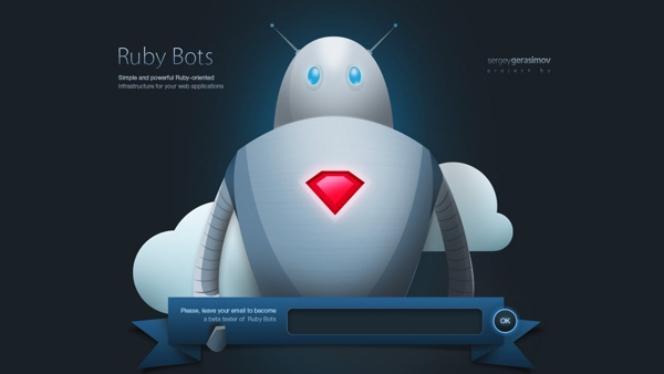 Rubybots robot styled coming soon webpage. 