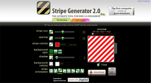 Stripe Generator<br /> http://www.stripegenerator.com/