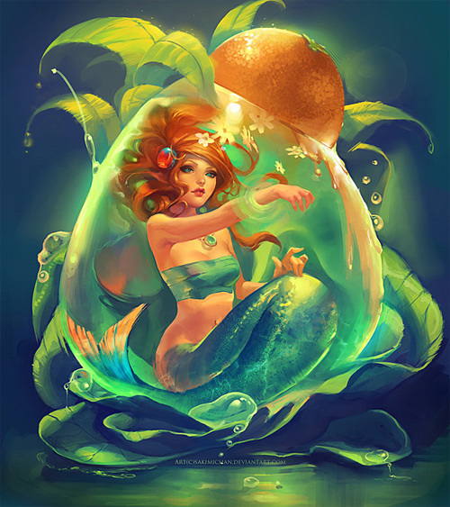美人鱼落<br /> http://thedesigninspiration.com/illustrations/mermaid-drop/