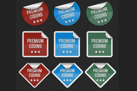 6套绚丽贴纸<br /> http://premiumcoding.com/freebie-sets-fancy-stickers-psd/