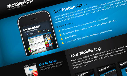 在photoshop中绘制一个Mobile App类的站点<br /> http://www.hv-designs.co.uk/2010/05/10/learn-how-to-create-a-mobile-app-layout-for-your-mobile-apps/