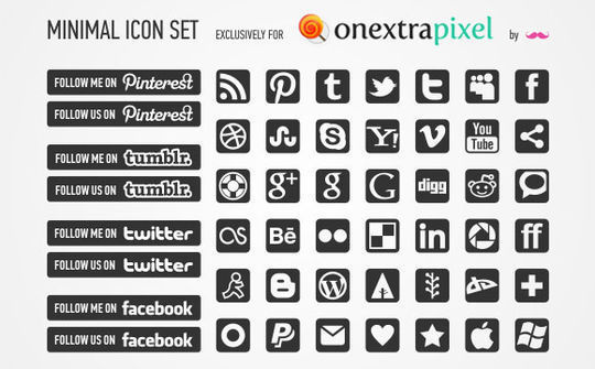 Black & White Minimal Social Icons Pack<br /> http://www.onextrapixel.com/2012/02/28/freebies-black-white-minimal-social-icons-pack/