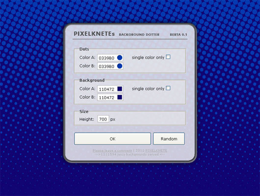 Dotted Background Generator<br /> http://www.pixelknete.de/dotter/