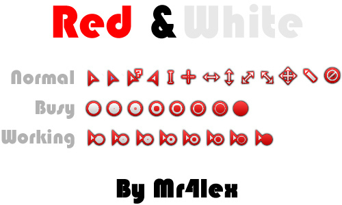 Red and White Cursor Set<br /> http://mr4lex.deviantart.com/art/Red-and-White-Cursor-Set-150776503