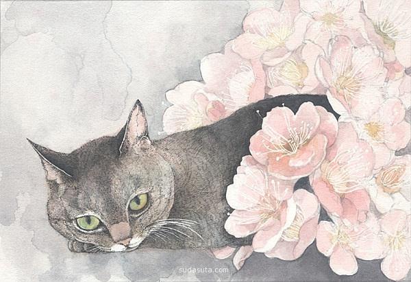 山田绿 猫咪与花朵