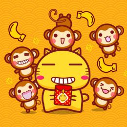 哈咪猫猴年春节壁纸 祝大家猴年大吉大吉吉吉吉