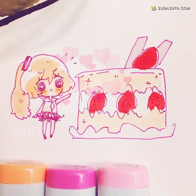 toastymilk 粉紅少女心 可愛的二次元手繪塗鴉
