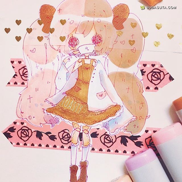 toastymilk 粉紅少女心 可愛的二次元手繪塗鴉