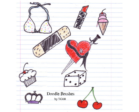 西奥斯女孩的涂鸦画笔<br /> http://theosgirl60.deviantart.com/art/Doodle-Brushes-2-57759932