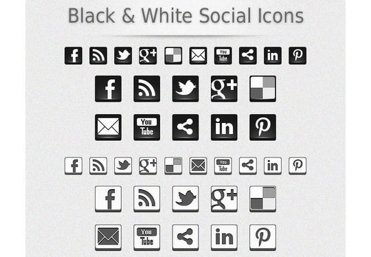 Black & White 3D Social Icons<br /> http://www.onextrapixel.com/2012/03/16/freebies-black-white-3d-social-icons/