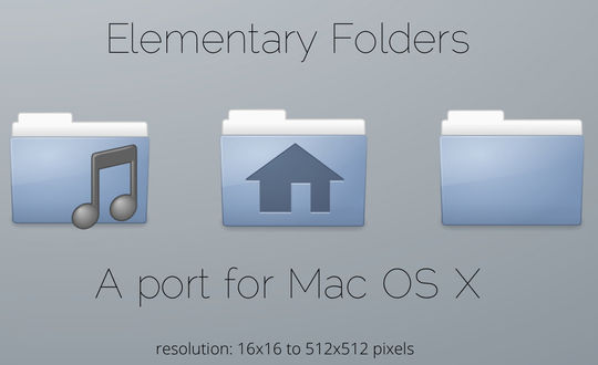 Elmenetary Folders for OS X<br /> http://fabianinostroza.deviantart.com/art/Elmenetary-Folders-for-OS-X-304100382?q=in%3Acustomization%2Ficons%2Fos%20sort%3Atime%20icons&qo=68