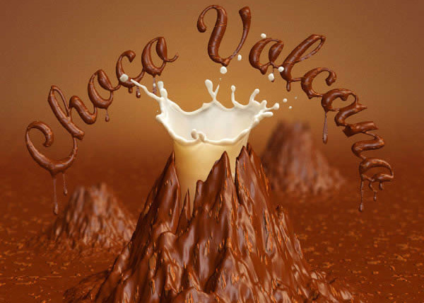 巧克力喷泉效果绘制<br /> http://psd.tutsplus.com/tutorials/3d/chocolate-volcano/