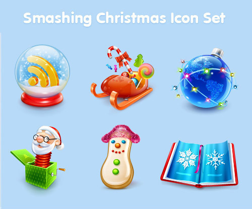 圣诞图标集<br /> http://www.smashingmagazine.com/2008/12/17/smashing-christmas-icon-sets/