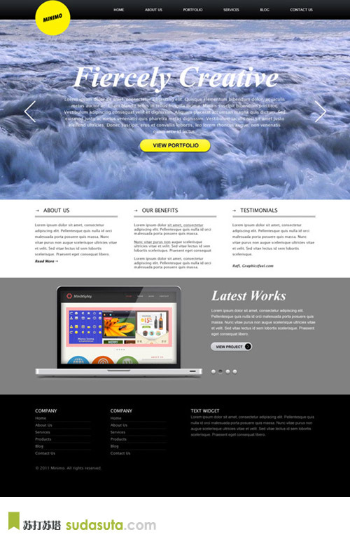 MINIMAL WEBSITE WITH FULL SCREEN BACKGROUND TEMPLATE<br /> http://www.graphicsfuel.com/2011/12/minimal-website-psd-template/