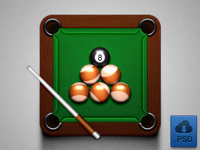 Billiards (Free PSD) http://dribbble.com/shots/800557-Billiard-Icon-free-psd