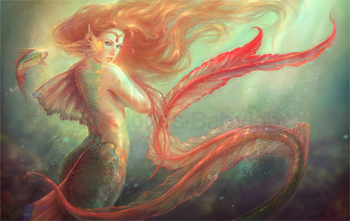 美人鱼<br /> http://martanael.deviantart.com/art/Mermaid-and-her-alter-ego-fish-261343046