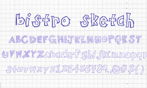 BistroSketch font<br /> By 21stbistro.<br /> http://www.fontspace.com/21stbistro/bistrosketch