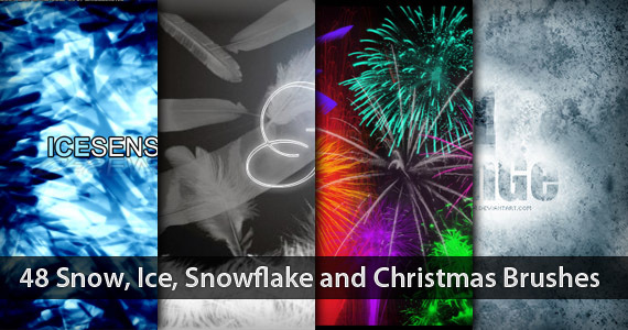 48套雪，冰，雪花和圣诞笔刷<br /> http://www.1stwebdesigner.com/resources/48-snow-ice-snowflake-and-christmas-brushes/