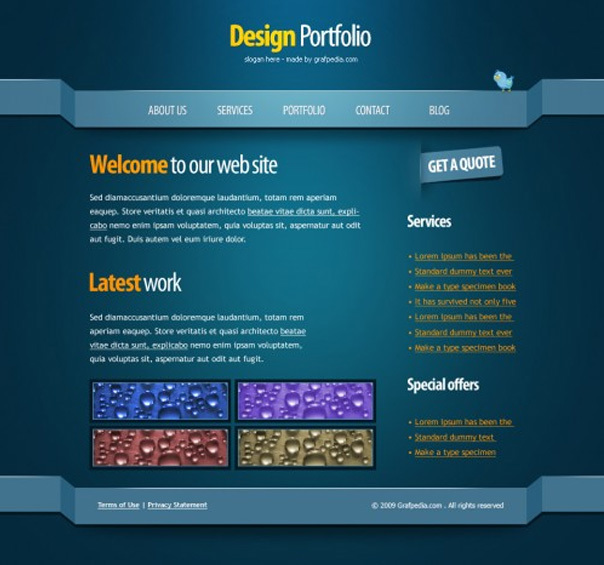 绘制带有3D立体效果的网页设计图 http://www.grafpedia.com/tutorials/create-clean-psd-layout-3d