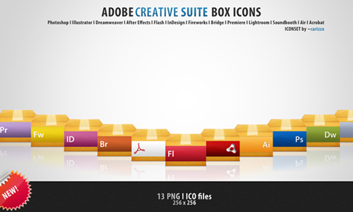 Adobe Box Icons<br /> http://carizzo.deviantart.com/art/Adobe-Box-Icons-175715900