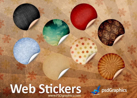 复古的圆型贴纸<br /> http://www.psdgraphics.com/psd/round-retro-stickers-psd-template/