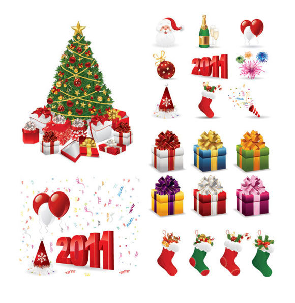 矢量圣诞节设计元素<br /> http://www.zezu.org/vector-christmas-2011-design-elements/