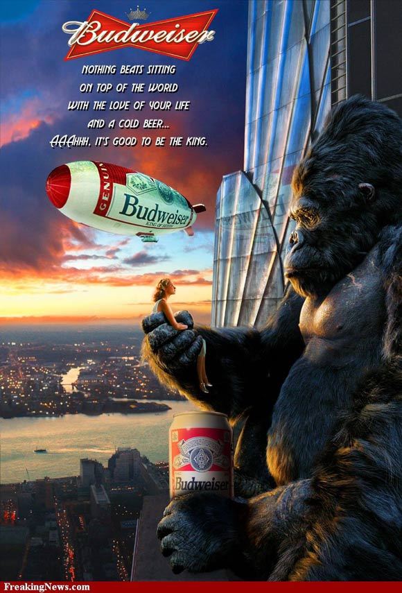 The King Kong Of Beers<br /> http://www.freakingnews.com/The-King-Kong-Of-Beers-Pictures-51933.asp
