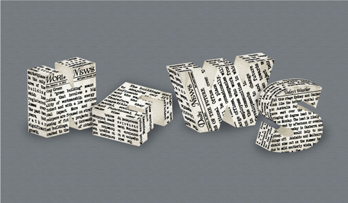 在Illustrator中绘制3D立体效果的报纸字体<br /> http://vector.tutsplus.com/tutorials/text-effects/3d-newspaper-text-effect/