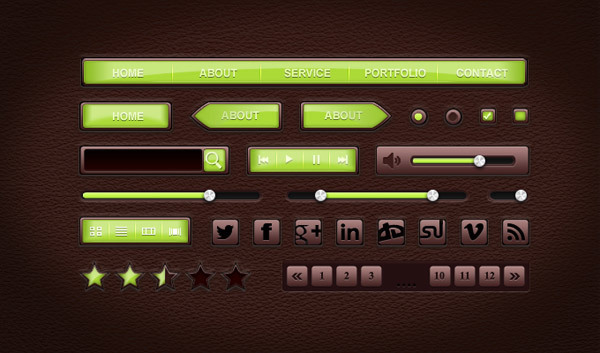 Leather UI<br /> http://365psd.com/day/03-65/