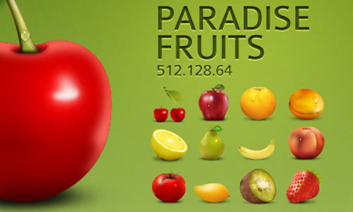 天堂水果图标集<br /> 包括12个图标<br /> http://artbees.net/paradise-fruits-icon-set/