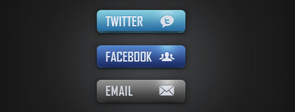 Social Media and Email Buttons<br /> http://365psd.com/day/240/