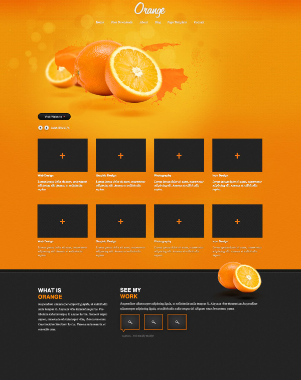 橙光：一个免费的PSD网站模板<br /> http://www.blazrobar.com/2012/free-psd-website-templates/orange-a-free-psd-website-template/