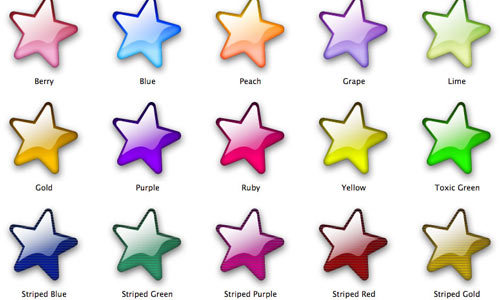 水晶星星<br /> 一组彩色的水晶星标<br /> http://smhill.deviantart.com/art/Aqua-Stars-888526