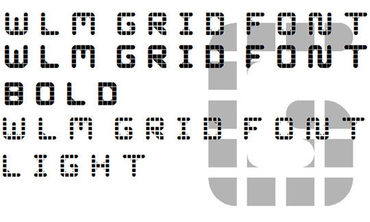 WLM Grid Font<br /> http://www.fontspace.com/wlm-fonts/wlm-grid-font