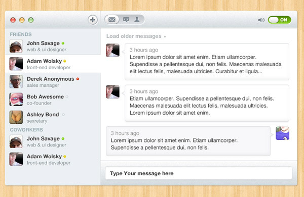 Chat UI<br /> http://365psd.com/day/2-323/