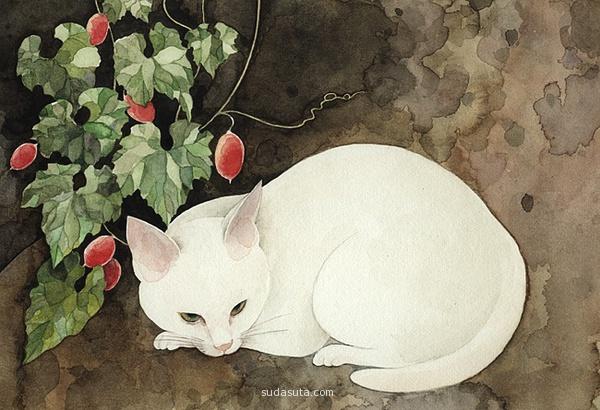山田绿 猫咪与花朵
