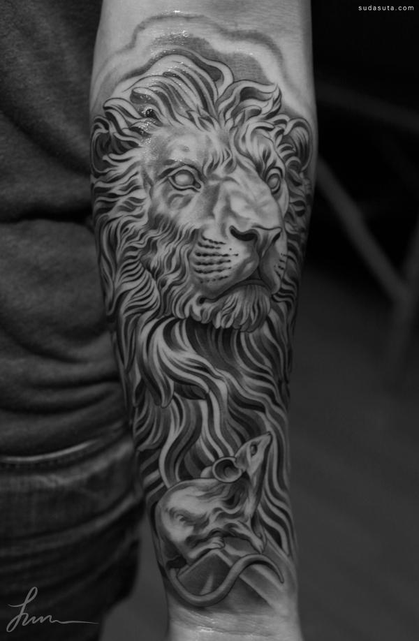 创意纹身欣赏 狮子怒吼
