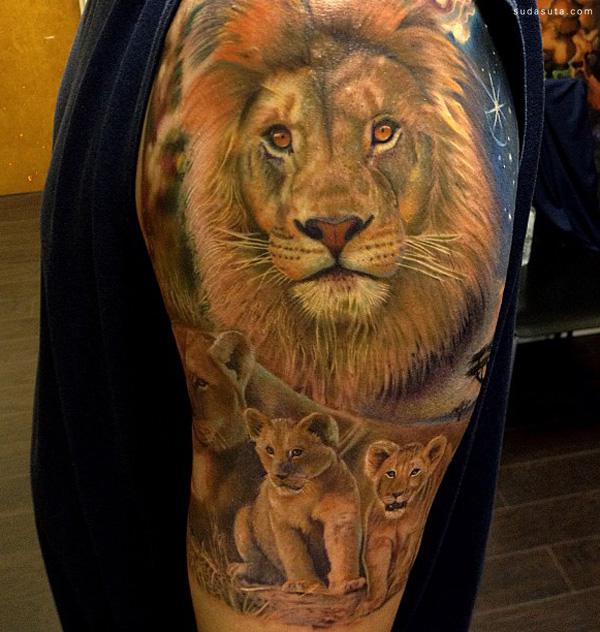 创意纹身欣赏 狮子怒吼