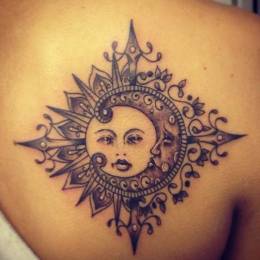 纹身设计欣赏 太阳与月亮