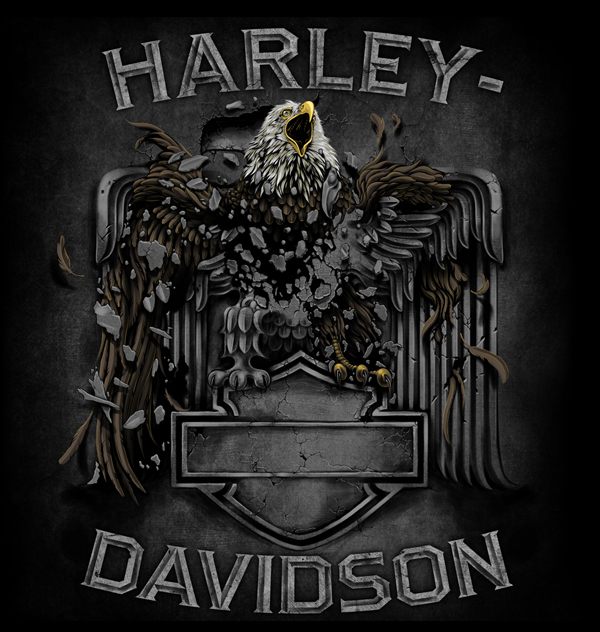 Harley-Davidson 骷髅与纸牌 潮流插画欣赏