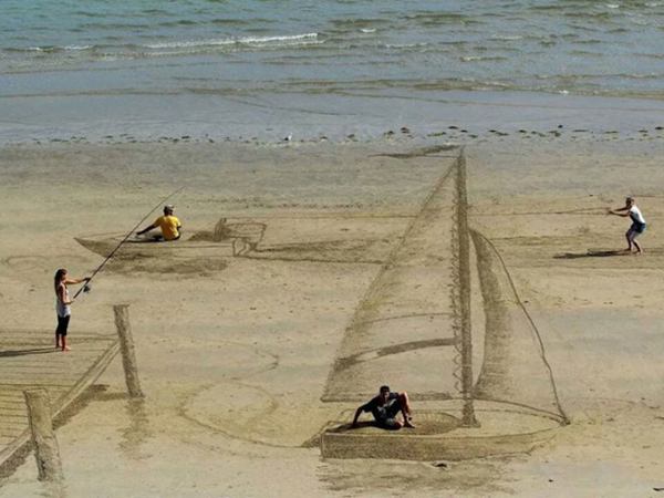 Jamie Harkins 沙滩上的3D绘画艺术