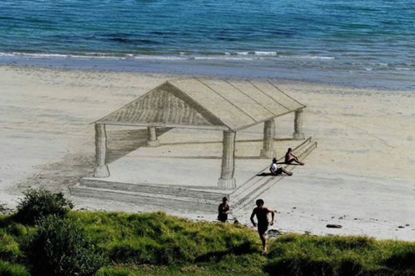 Jamie Harkins 沙滩上的3D绘画艺术