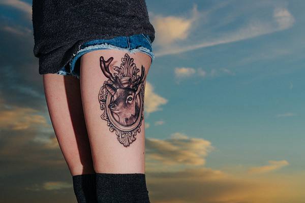 2-Deer-Thigh-Tattoo