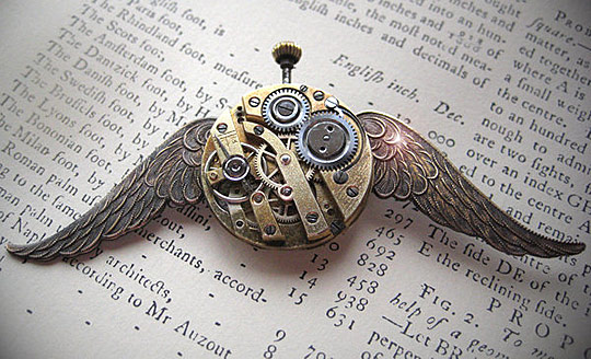 Steampunk Antique WINGS brooch